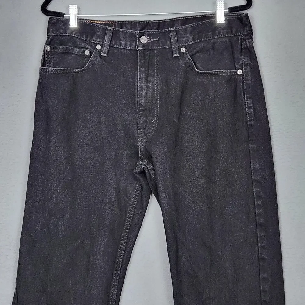 LEVIS 505 Jeans Mens 36x32 Black Straight Leg Zip Fly Classic Denim Actual 34x31